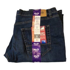 IZOD Men's Jeans Comfort Stretch Straight Fit 5 Pocket Zipper Fly 40W x 29L